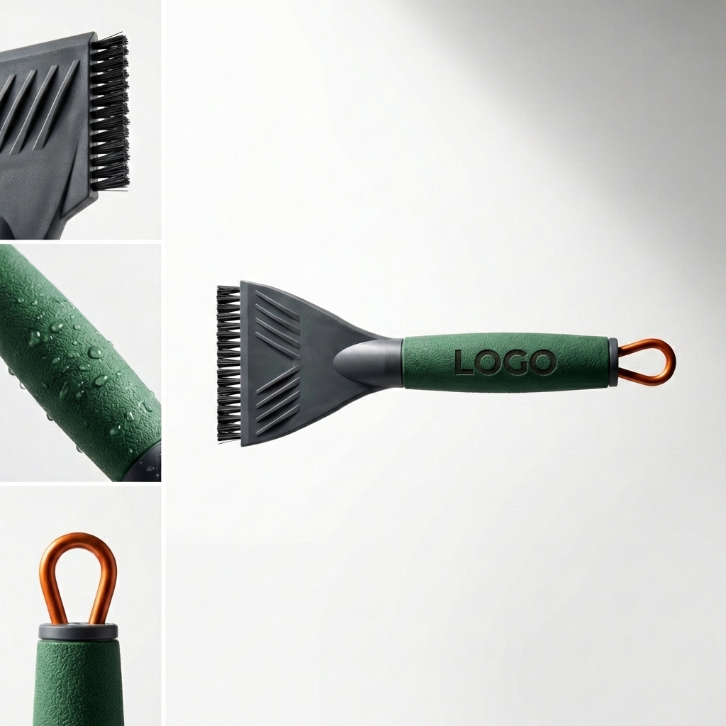 Heavy-Duty Winter Ice Scraper with Logo-Ready Handle & Integrated Brush