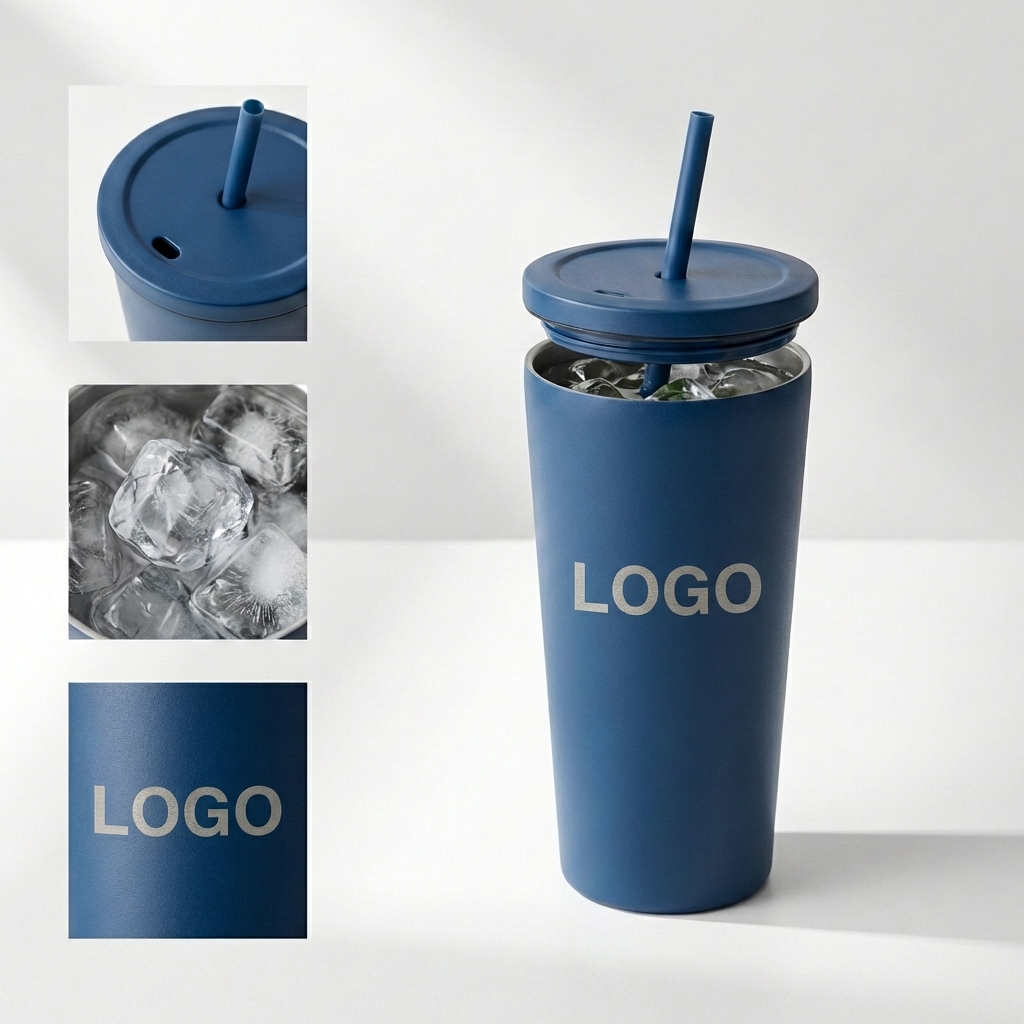 Vacuum Insulated Stainless Steel Travel Tumbler with Reusable Straw