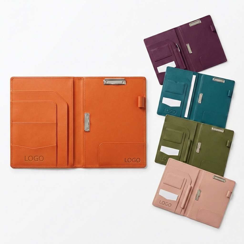 Professional Multi-Function Padfolio with Integrated Dual Clips