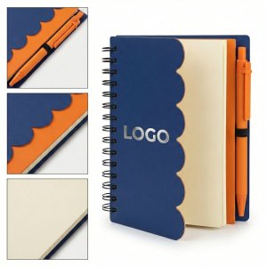 Scalloped Edge Spiral Notebook with Matching Pen Set