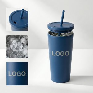 Vacuum Insulated Stainless Steel Travel Tumbler with Reusable Straw