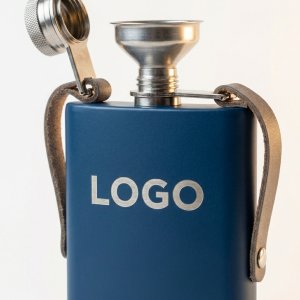 5 oz. Matte Stainless Steel Pocket Flask with Tethered Security Cap and Filling Funnel
