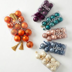 Shatter-Resistant Multi-Finish Holiday Ornament Set with Decorative Tassels